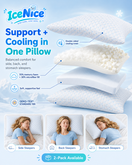 Cooling Pillow for Sleeping – Queen Size Set of 2
