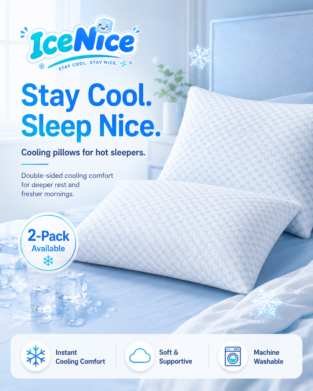 Cooling Pillow for Sleeping – Queen Size Set of 2