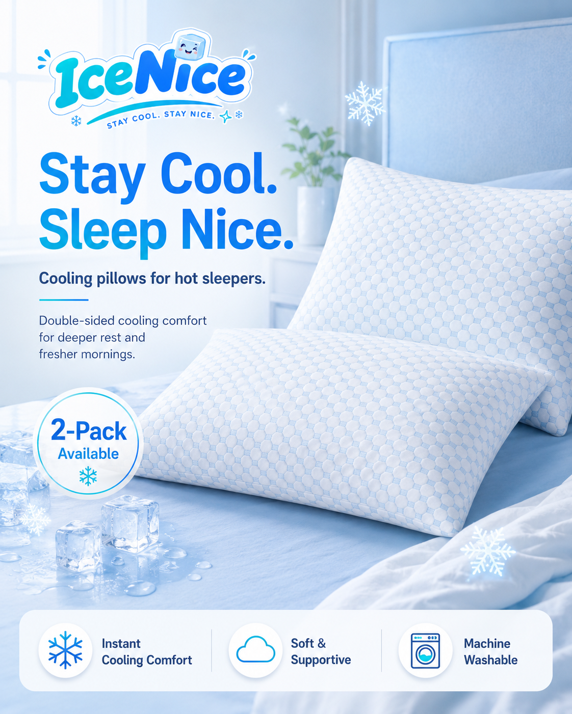 Cooling Pillow for Sleeping – Queen Size Set of 2